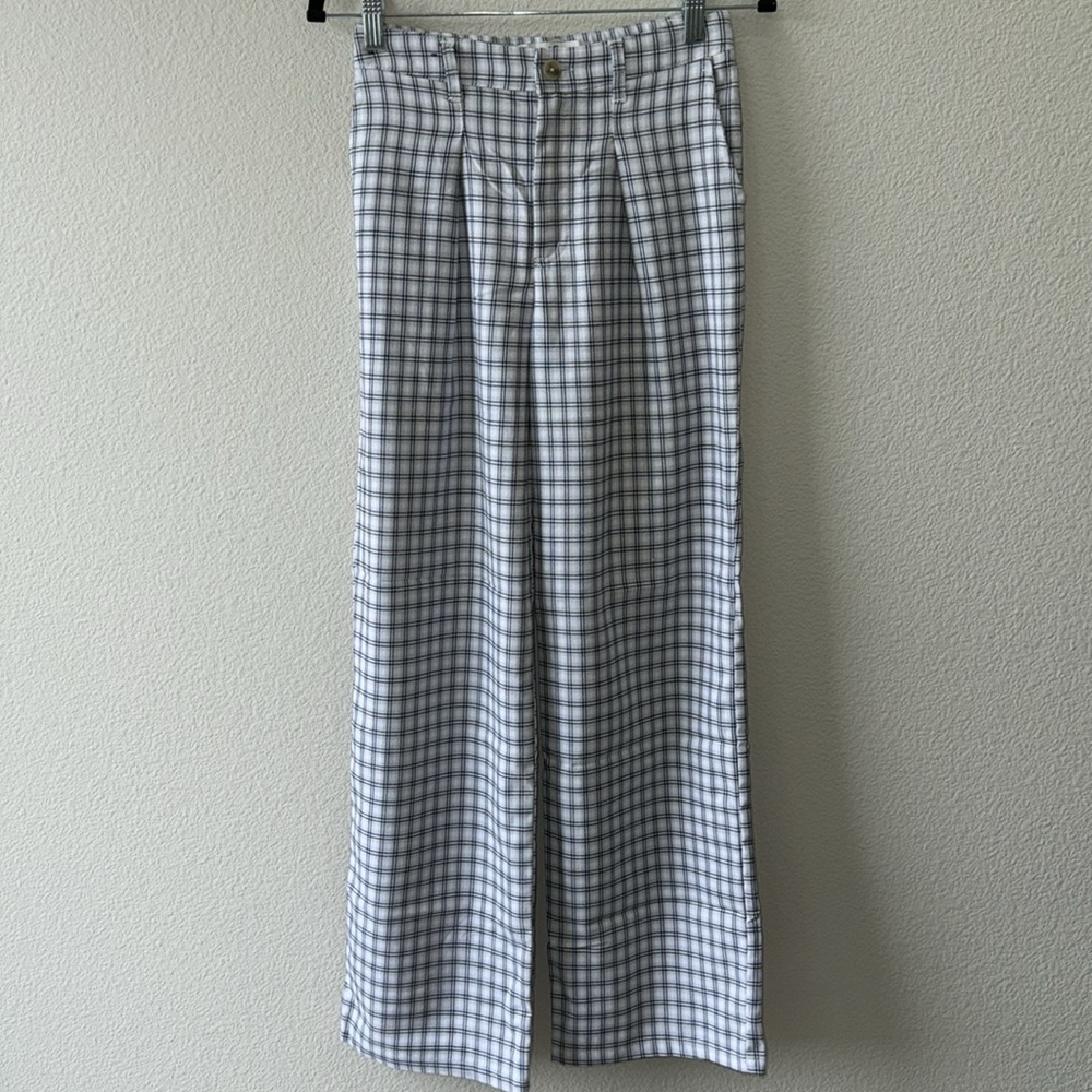 Hollister High Rise Wide Leg Plaid Trouser Pant Size XS